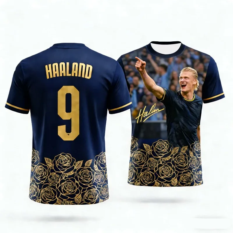 

Футболка AI Fashion Football Star Haaland Special Edition для взрослых и детей, свободного кроя, в стиле парной одежды, с коротким рукавом