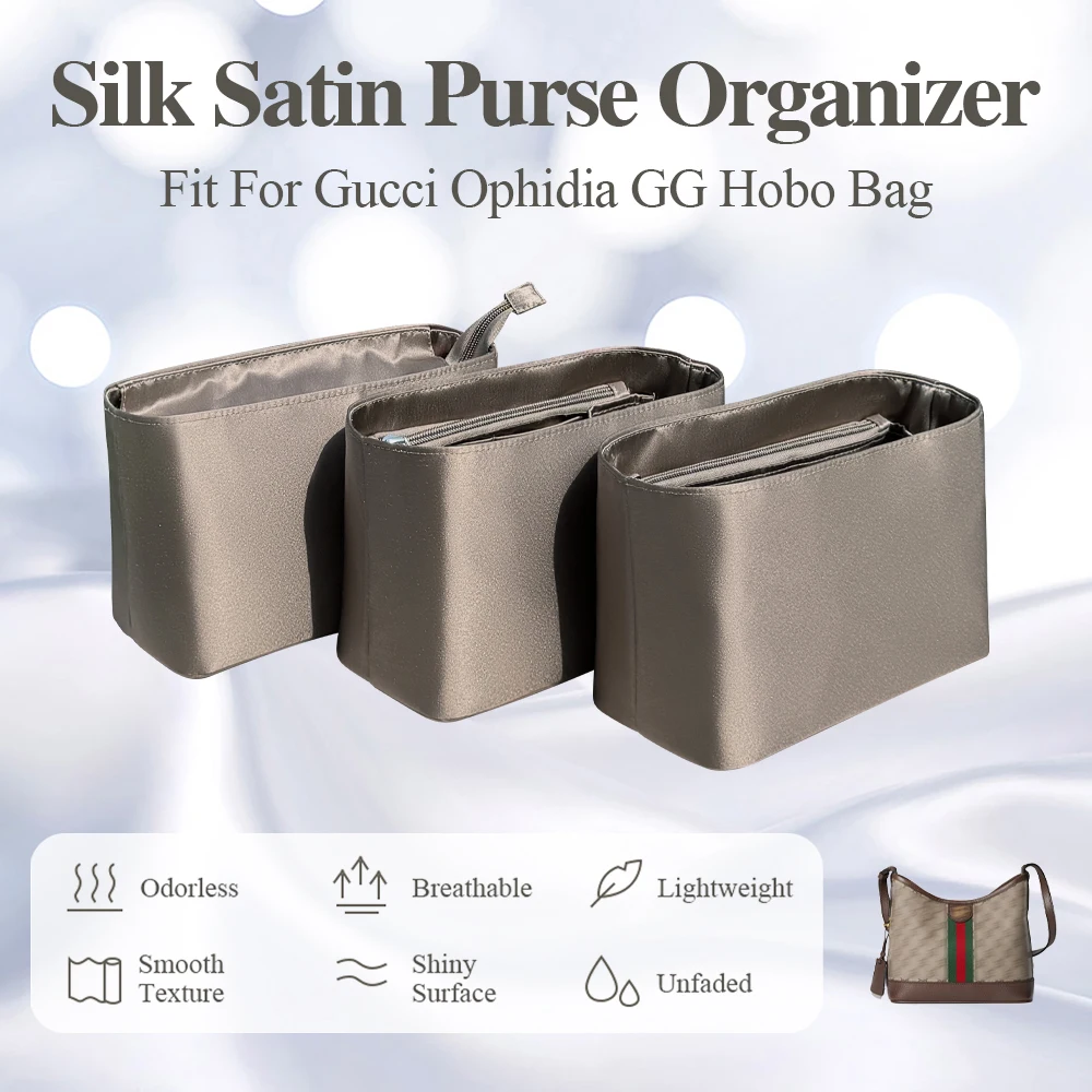 

Silk Satin Purse Organizer Insert Fit for Gucci Ophidia GG Hobo Bag Zipper Inner Liner Bag Inside Storage Bag In Bag Inner Bag