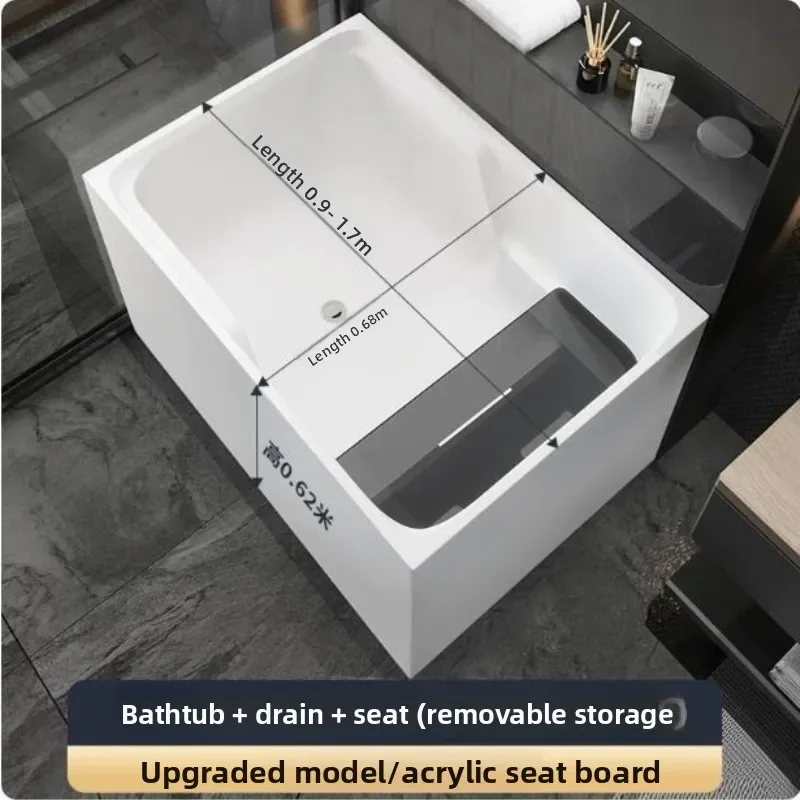 y14- Small Batub Japanese Style Small Apartment Deep Soak Sitting Acrylic Home Freestanding Adult