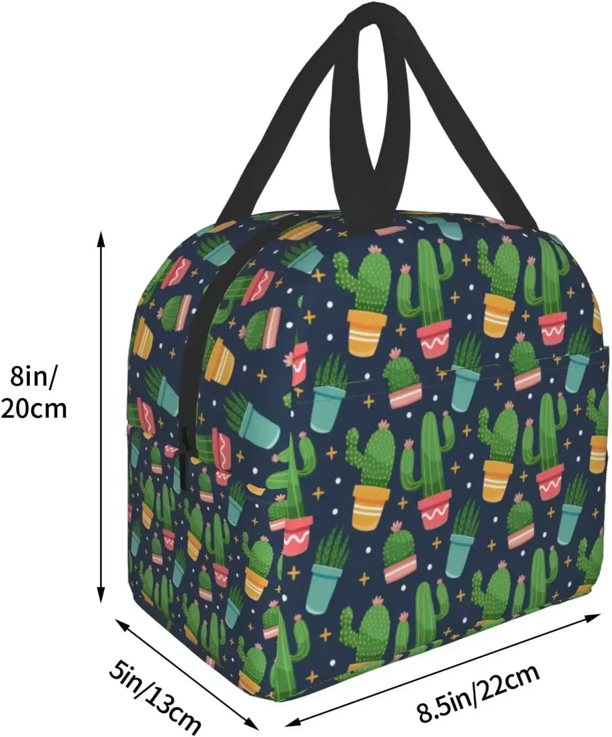 Plant Cactus Print Lunch Box Kawaii Small Insulation Cacti Lunch Bag Reusable Food Bag Lunch Containers Bags for Women Men