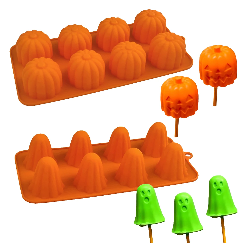 Halloween Kürbis oder Geist Design Silikon Schokoladenform Allerheiligen Kuchenformen Halloween Eis am Stiel Formen Küche Backformen