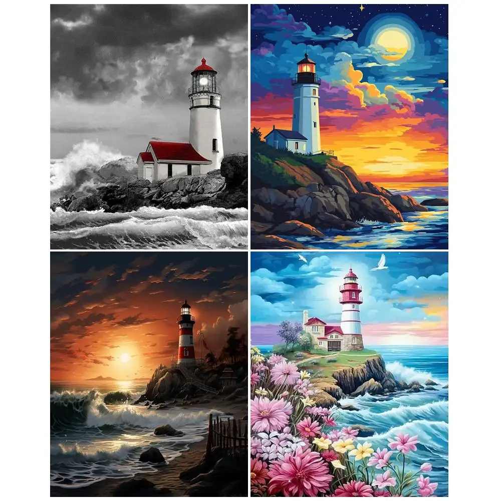 GATYZTORY Painting By Number Complete Kit Framed Wall Art Modern Art Stuff Handwork Landscape Seascape For Handiwork Drawing Kit