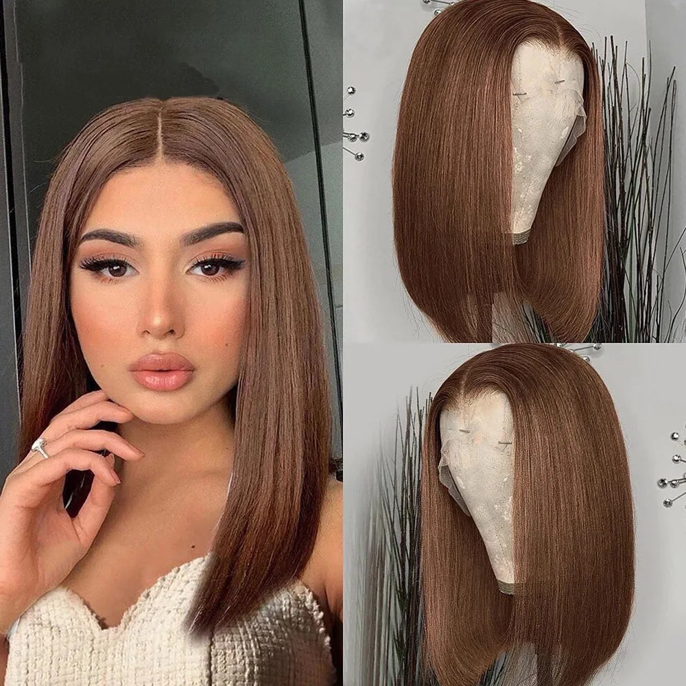 

4# 13x4x1 Straight Short Bob Wig T Lace Wig