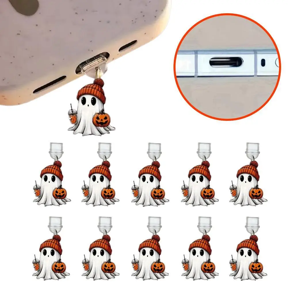 Type-C Dust Plug Charm Phone Anti-Dust Plugs with Ghost Pendants Mobile Dustproof Plugs Moth USB C Port Caps Prot Protector