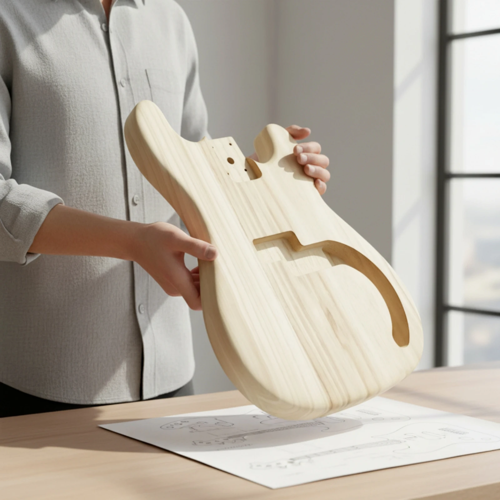 PB Bass Body Blank Routed Cavities Unfinished Bass Body Blank Instrument Part DIY Customization for Luthiers - view 5