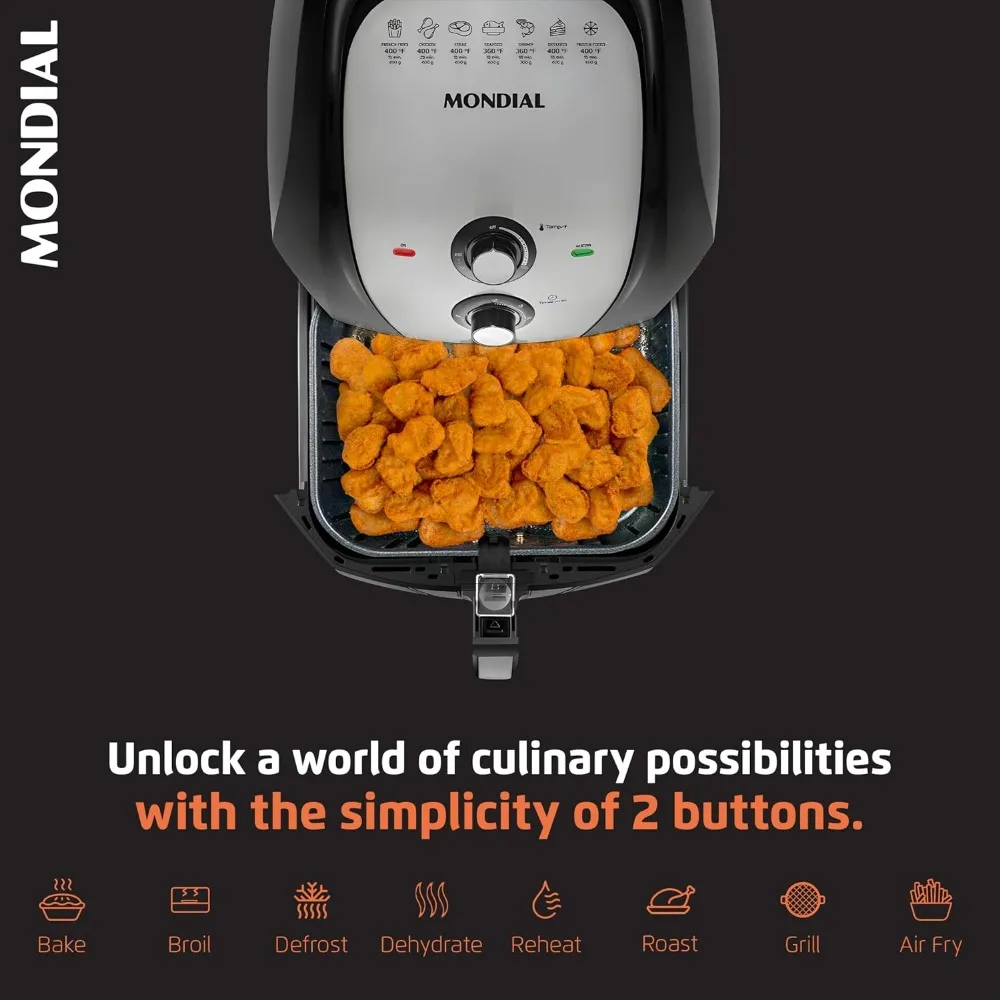 Air Fryer - 8.6 Quart Extra-Large Air Fryer, 2 Simple Dial Controls, 1800 Watts - Quick Heat Circulation Technology