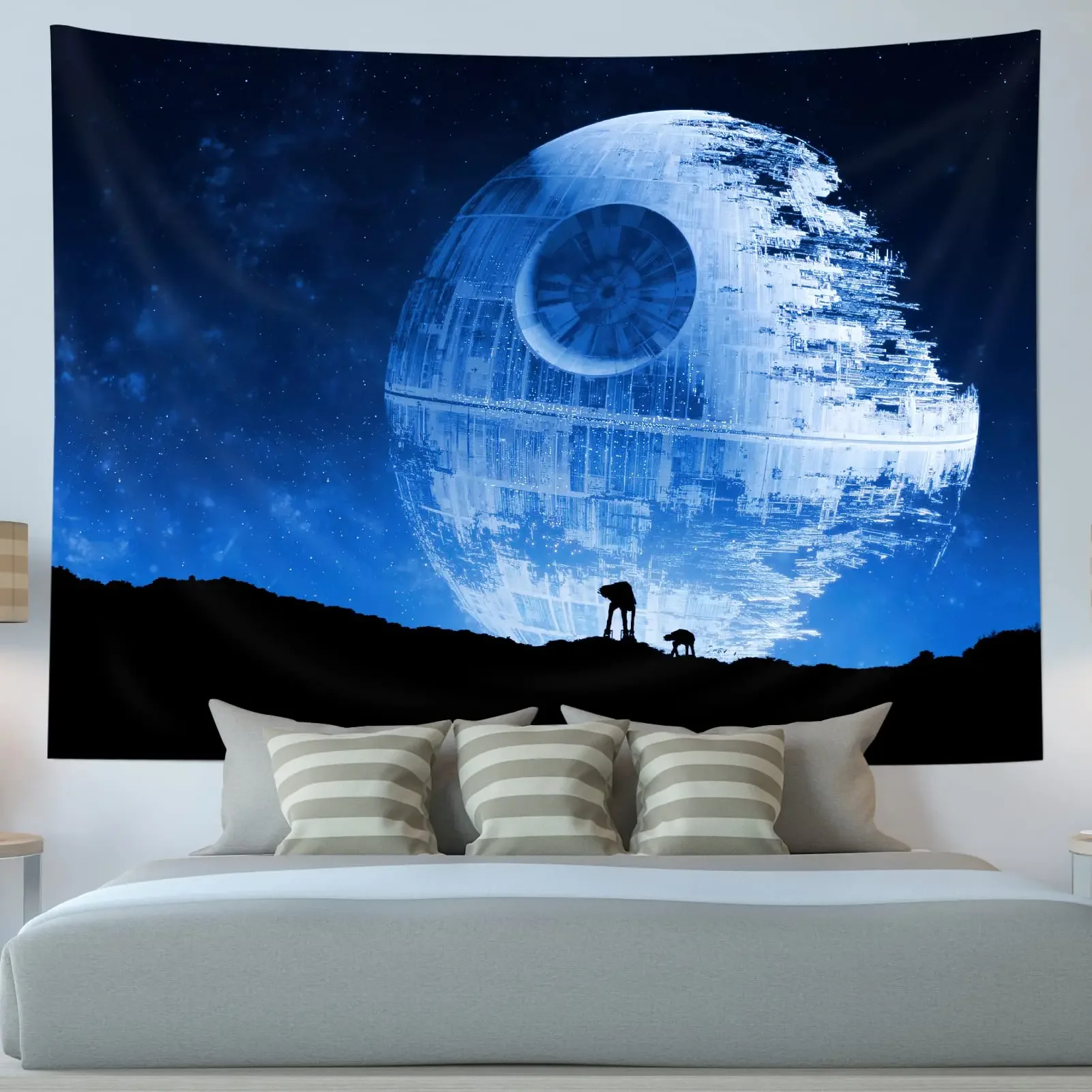 Death Planet Tapestry Death Stars Blue Galaxy Planet Cosmic Wall Hanging Art Decor Bedroom Living Room College Dorm Tapestries