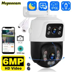 Cámara IP POE de doble lente con WIFI, pantalla Dual de 6MP, ICSEE, vídeo HD inteligente con cable, cámaras CCTV de seguridad para el hogar, IPTV, WiFI al aire libre, resistente al agua