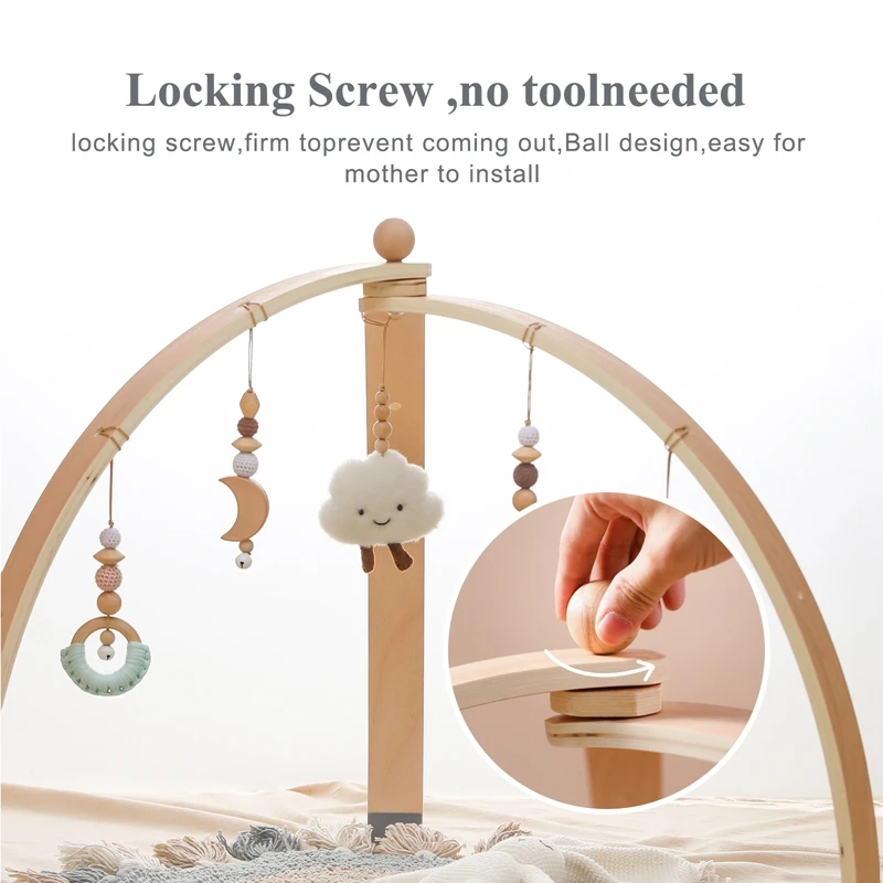 Baby Wooden Play Gym Mobile Hanging Sensory Toys Triangular Activity Gym Baby Room Decorations Suspension Bracket Toy Rattles