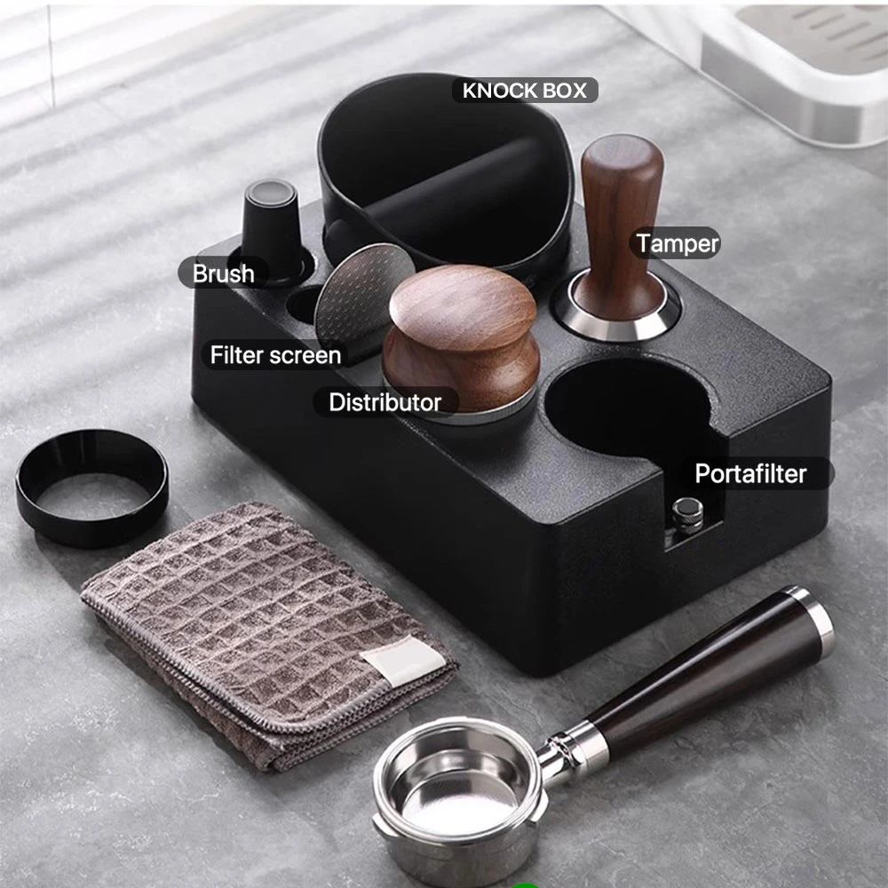 51/53/58mm ABS Coffee Portafilter Rack Distributor Holder Espresso Tamper Mat Stand Espresso Knock Box Coffee Accessories