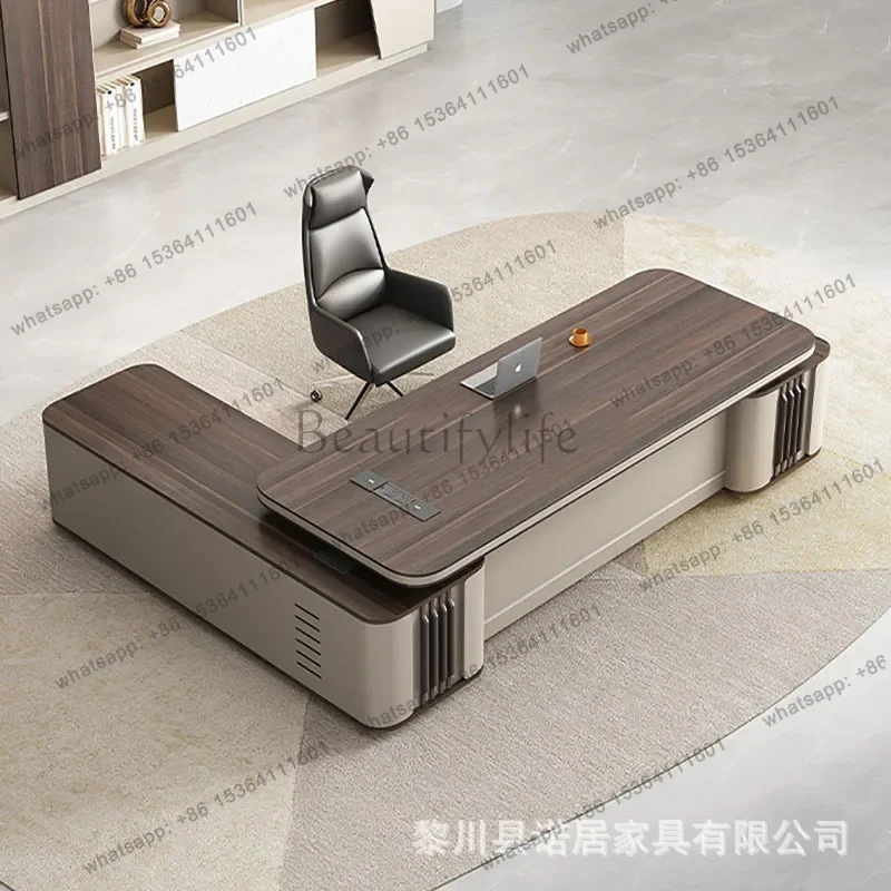 

D36President boss table simple modern light luxury office furniture large desk office table and chair combination