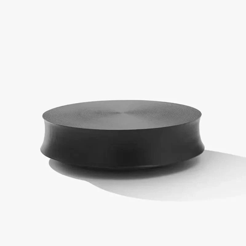 

Minimal fiberglass composite round coffee table living room size pitted desktop round table