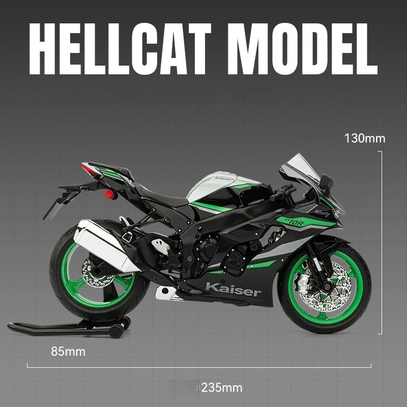 1:9 Kawasaki ZX-10R NIJIA H2R Motorcycle Model Toys Alloy Diecast Miniature Motorbikes Sound Light Shock Absorption Kids Gifts