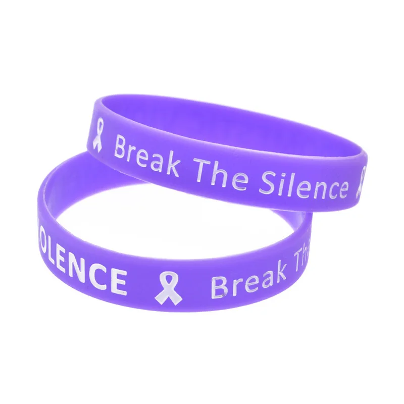 1 PC End Domestic Violence Break The Silence Silikonarmband Lila Sport-Gummiband – Detail 6