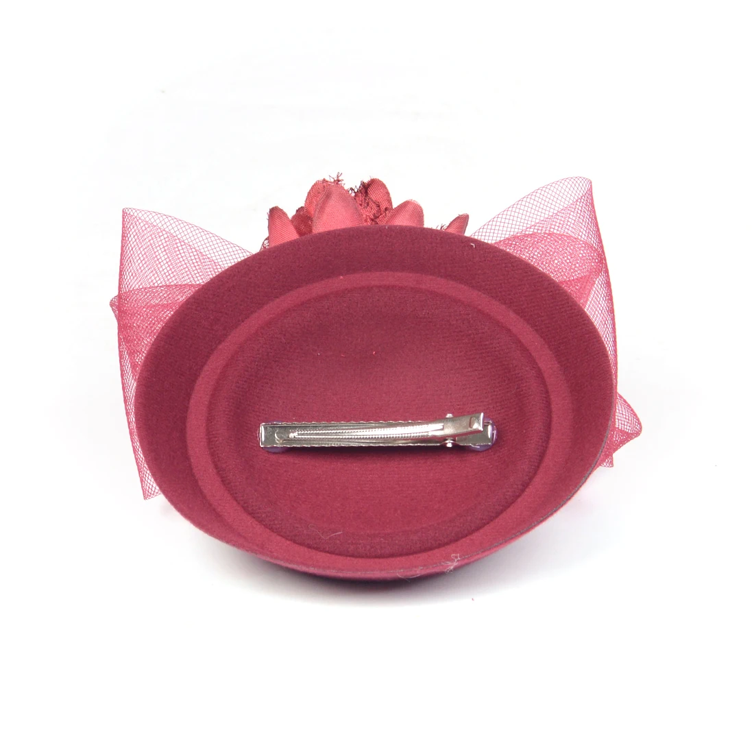 النبيذ الأحمر أغطية الرأس سباقات الزفاف سيناماي زهرة القوس الفاسناتور الكنيسة ديربي قبعة للنساء مشبك شعر اكسسوارات الحفلات