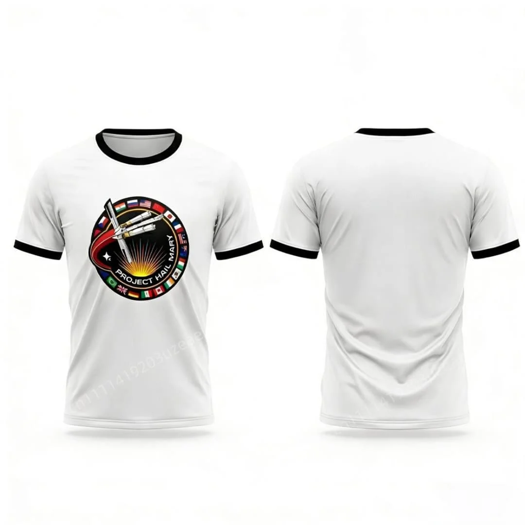 Nueva Camiseta con Tema de Proyecto Hail Mary para Hombre y Mujer, Insignia de Misión para Fanáticos de la Ciencia Ficción, Patrón Espacial Retro, Camiseta Informal, Regalo para Amantes de los Libros