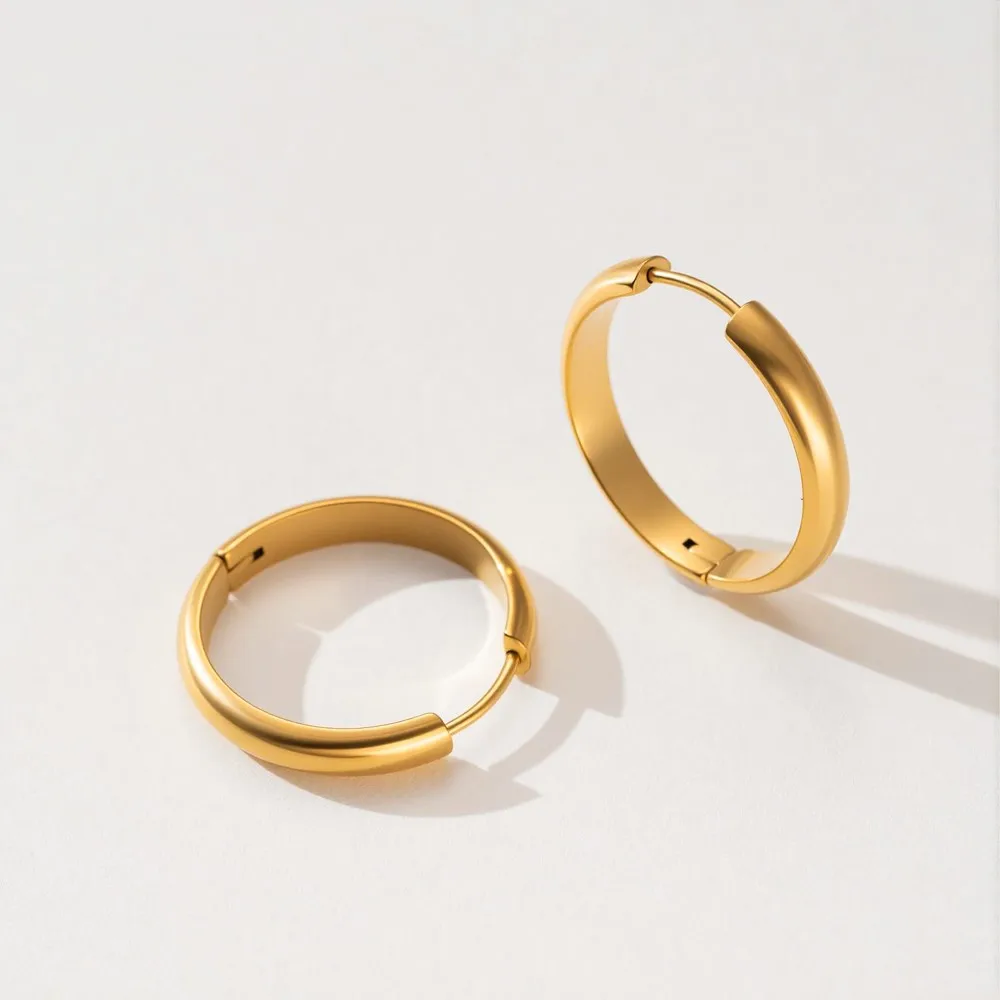 4Pcs Stainless Steel Round Hoop Earring Fashion Ear Piercing Jewelry For DIY Women Men Simple Daily Charm Jewelry Making Finding