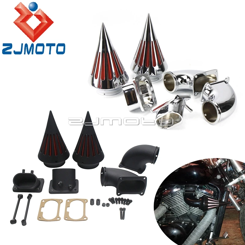 For Suzuki Boulevard M109R M109 Cone Spike Chrome Black Dual Air Cleaner Kit Twin Air Filter For VZR1800 M1800R Intruder Filters