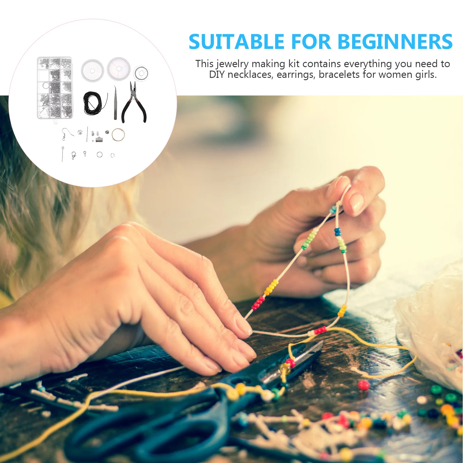 1047 قطعة طقم صنع المجوهرات لتقوم بها بنفسك مجموعة مواد المجوهرات سوار مصنوع يدويًا إكسسوارات عقد طقم كاتب حرفي خرز ممتاز #6