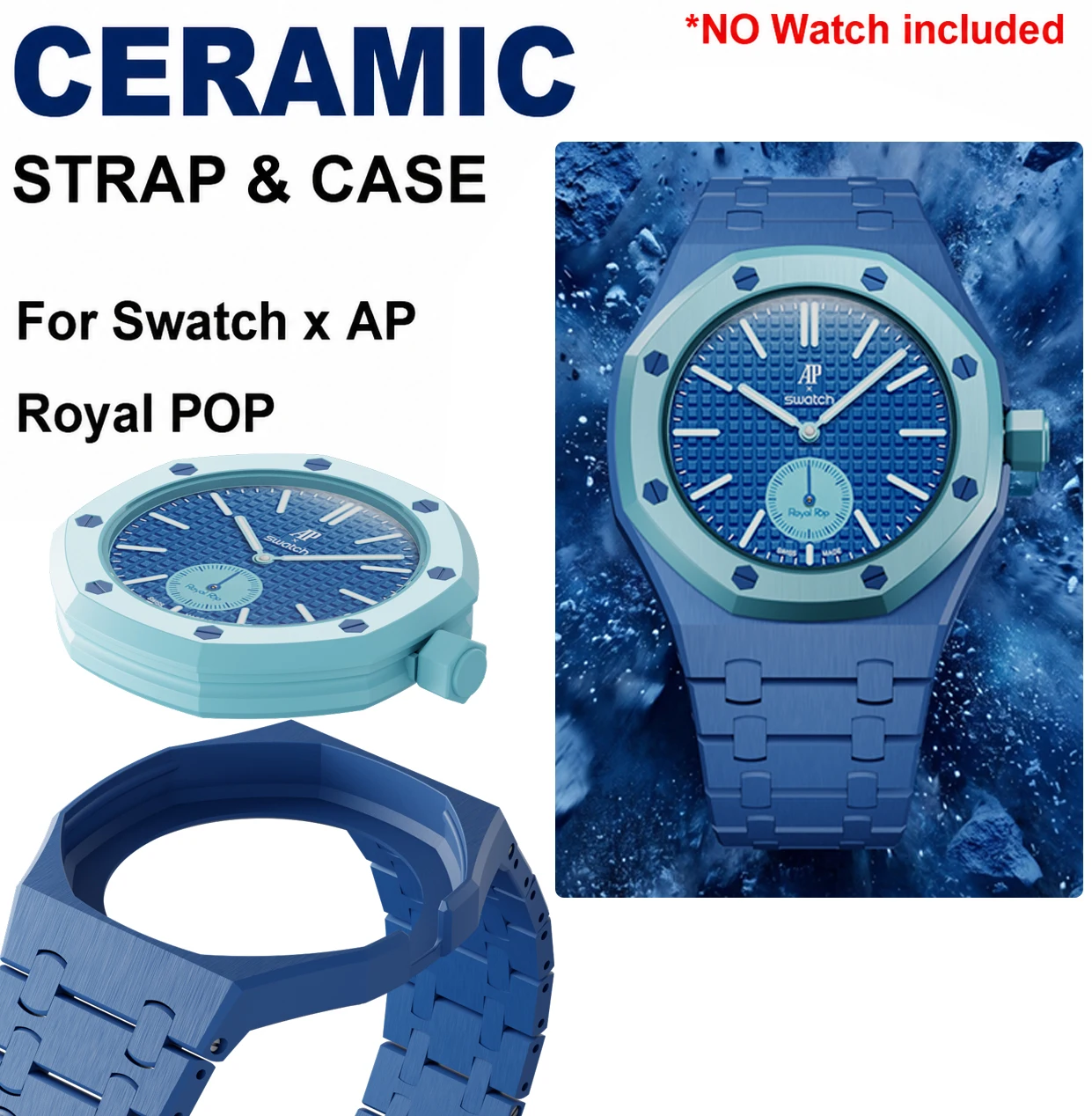 Kit de modificación de cerámica Soul Cool para Swatch x AP Royal POP, biomateriales, caja de reloj, correa, cambiador de bolsillo a reloj de pulsera