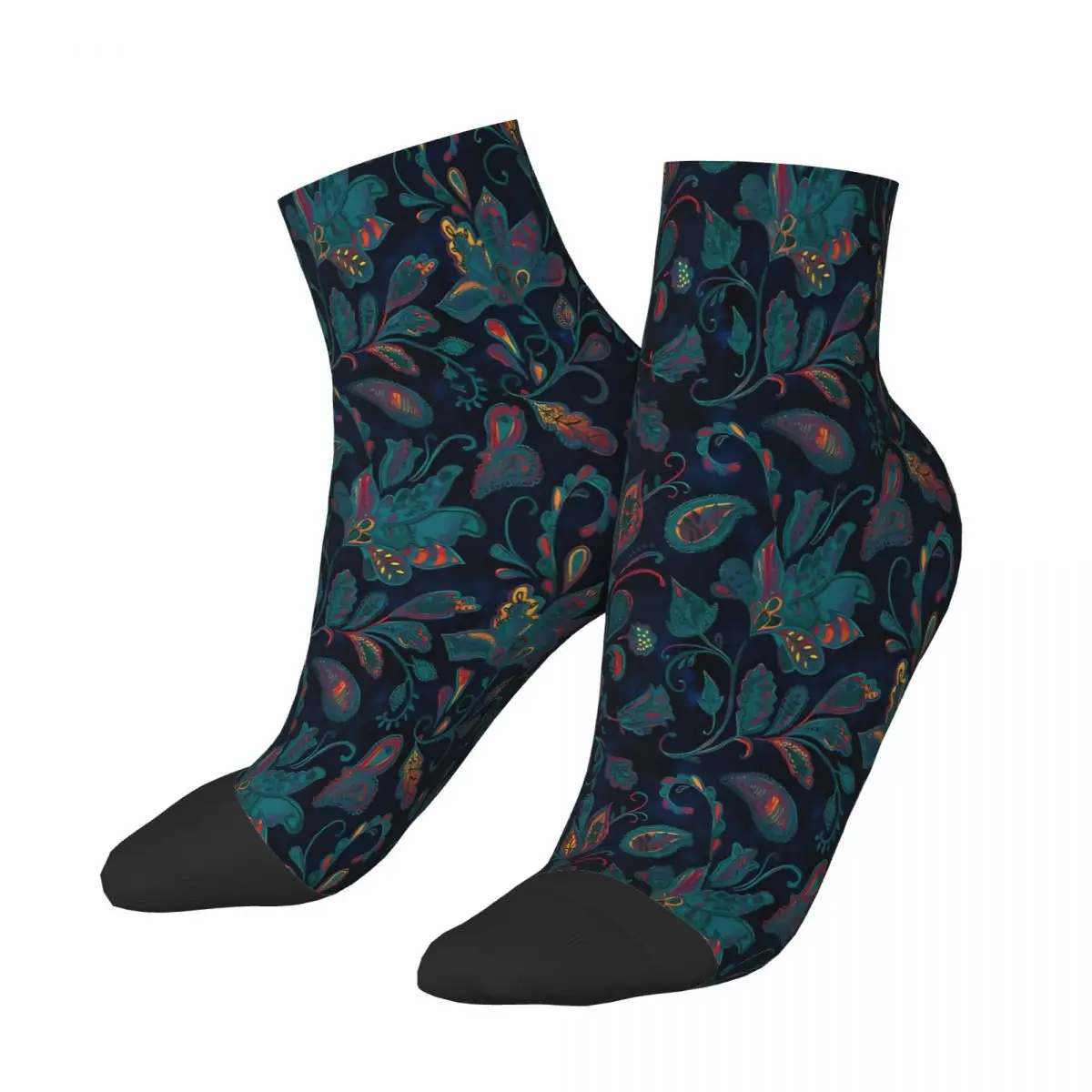 Scuro floreale Paisley Babylon Water Drop calzini alla caviglia uomo uomo donna calze invernali poliestere