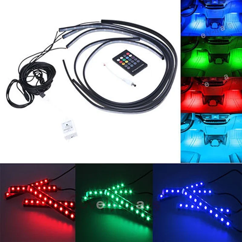 

RGB Auto Car LED Chassis Underbody Glow Interior Atmosphere Light Remote/Music/Voice Control Decorative Colorful Lamp