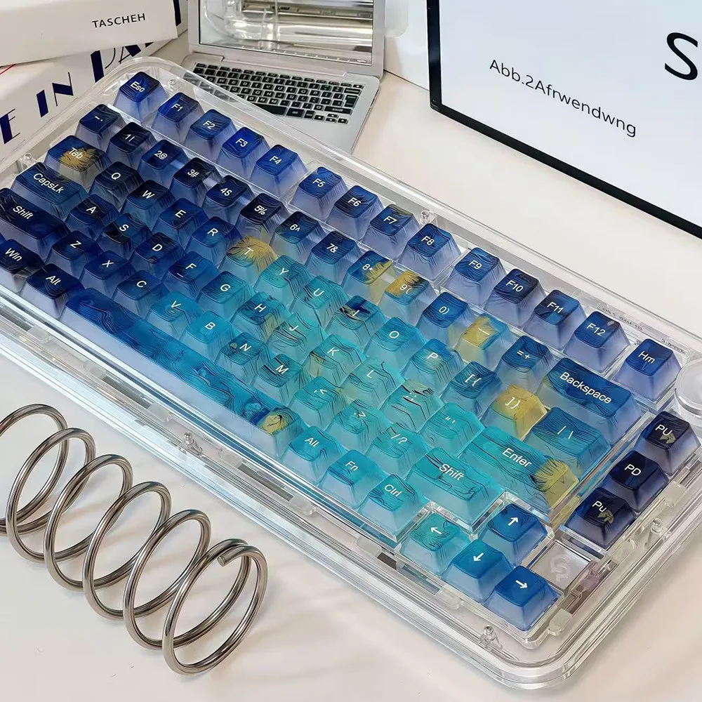 Starry Night Fog Transparent PC Keycaps 120 Keys Cherry Profile Key Cap for Cherry Gateron MX Switches Mechanical Keyboard