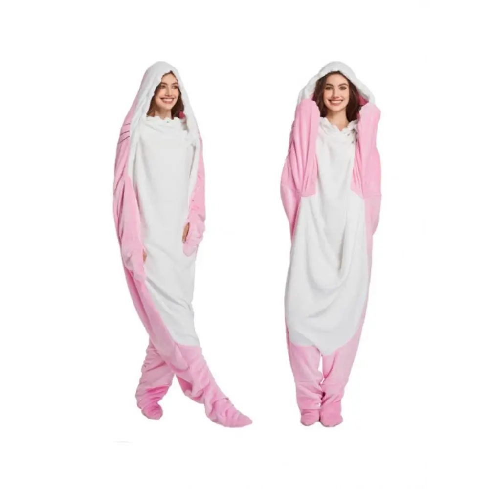 كارتون القرش الملتصقة منامة هوديي سميكة الدافئة أفخم القرش منامة تأثيري حلي مضحك الشتاء ارتداءها ملابس خاصة النساء #4