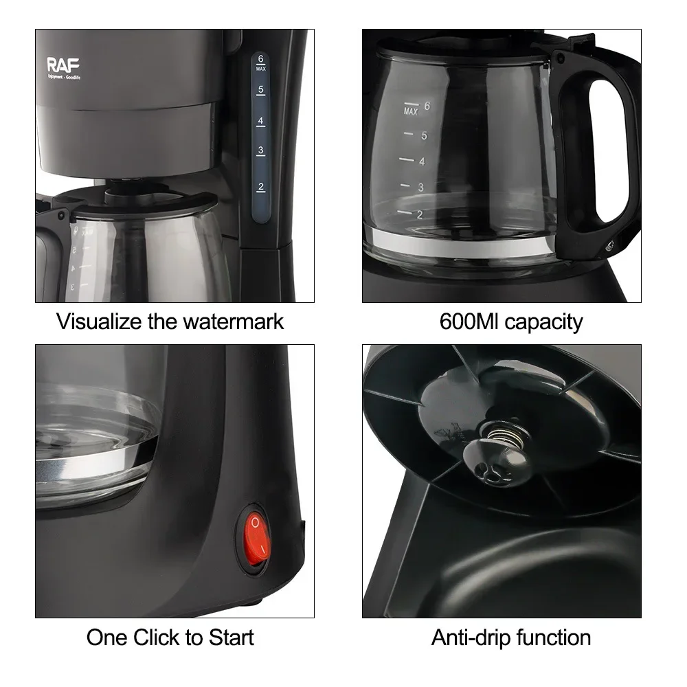 600ML Electric Coffee Machine American Drip, Semi-automatic Coffee Pot, Drip Milk Tea Machine Automatic Coffee Machine