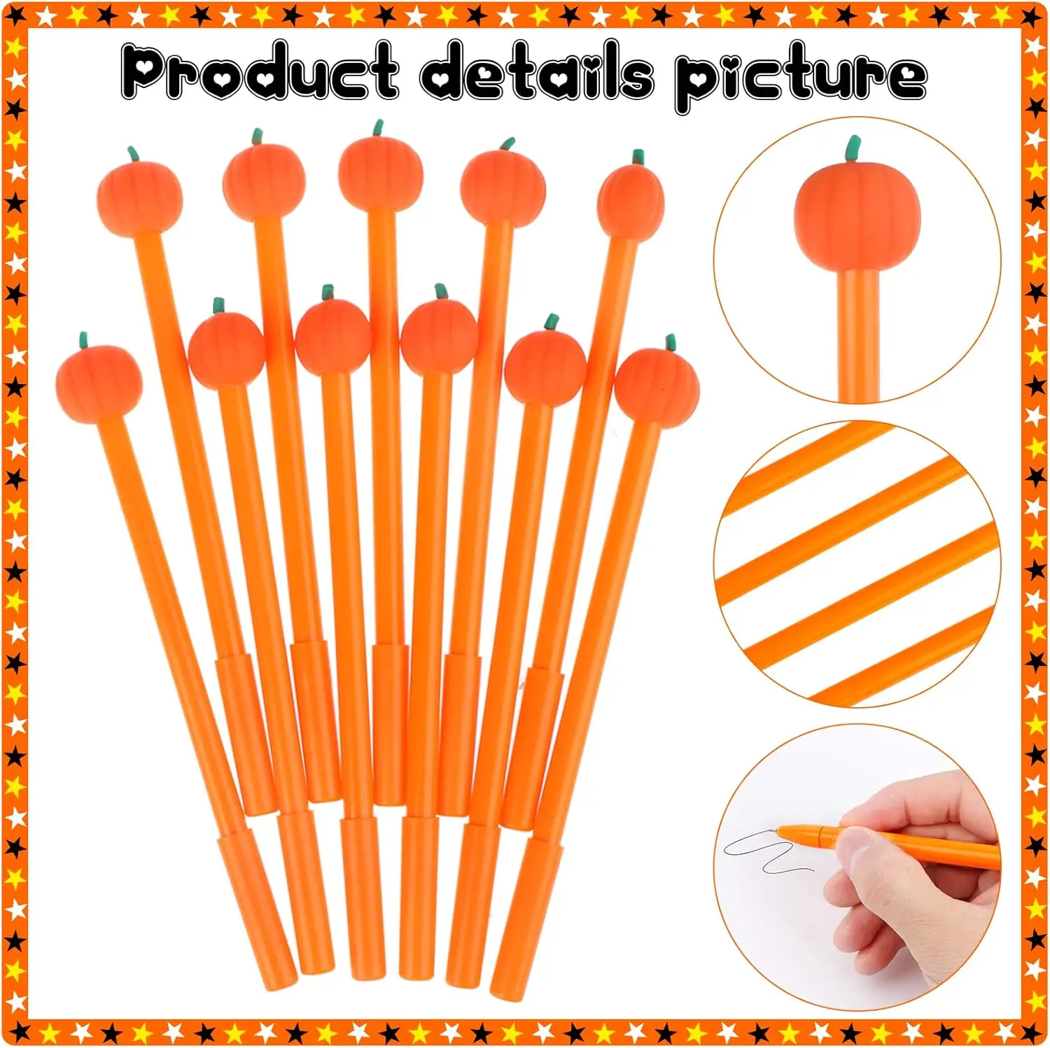 24 Pcs Halloween Pumpkin Gel Ink Pens 0.5 Mm Orange Pumpkin Pens Cute Writing Tools Party Favor Gifts Office Supplies