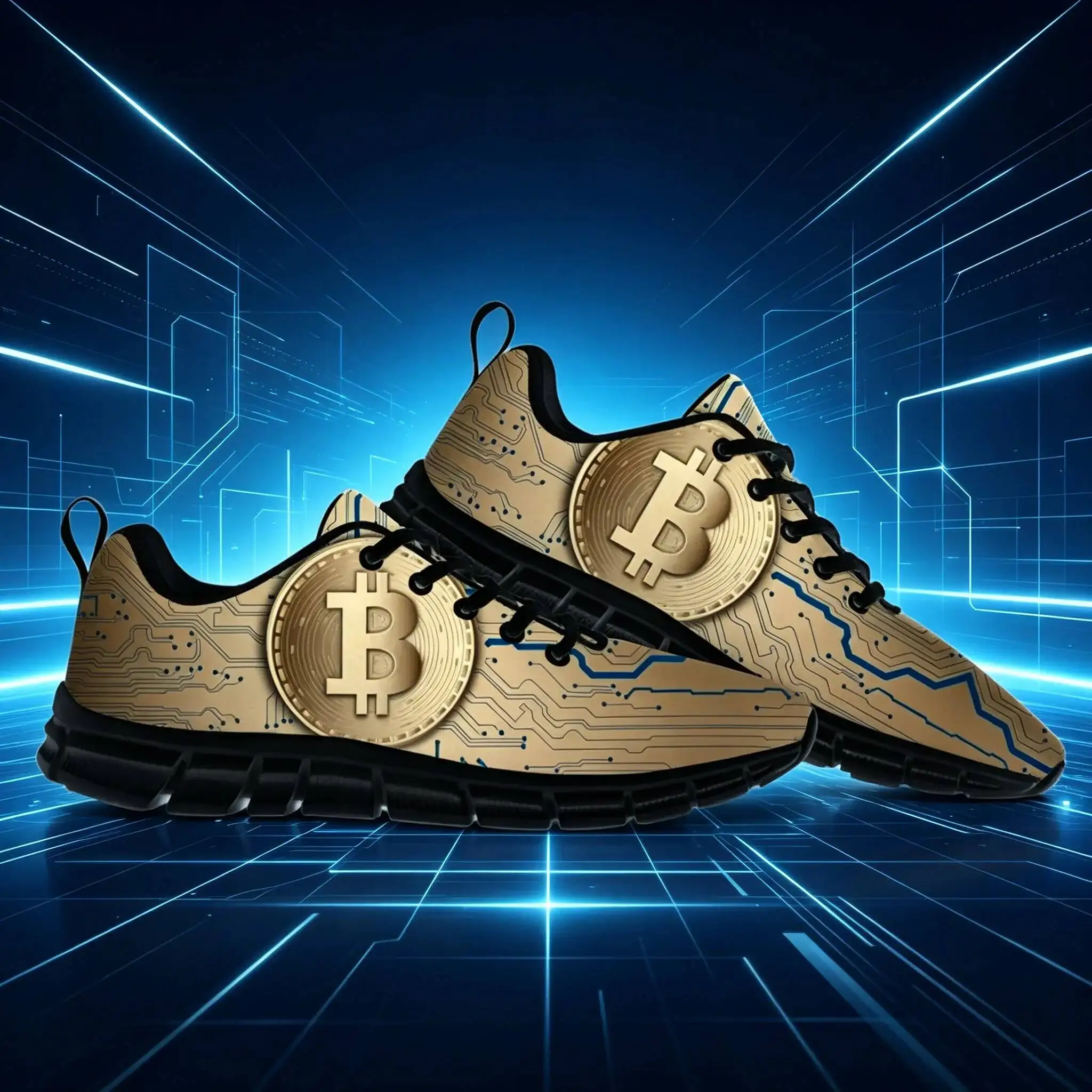 Bitcoin All-over Print Sneakers Unisex Street Style Breathable Non-Slip Custom Sports Shoes