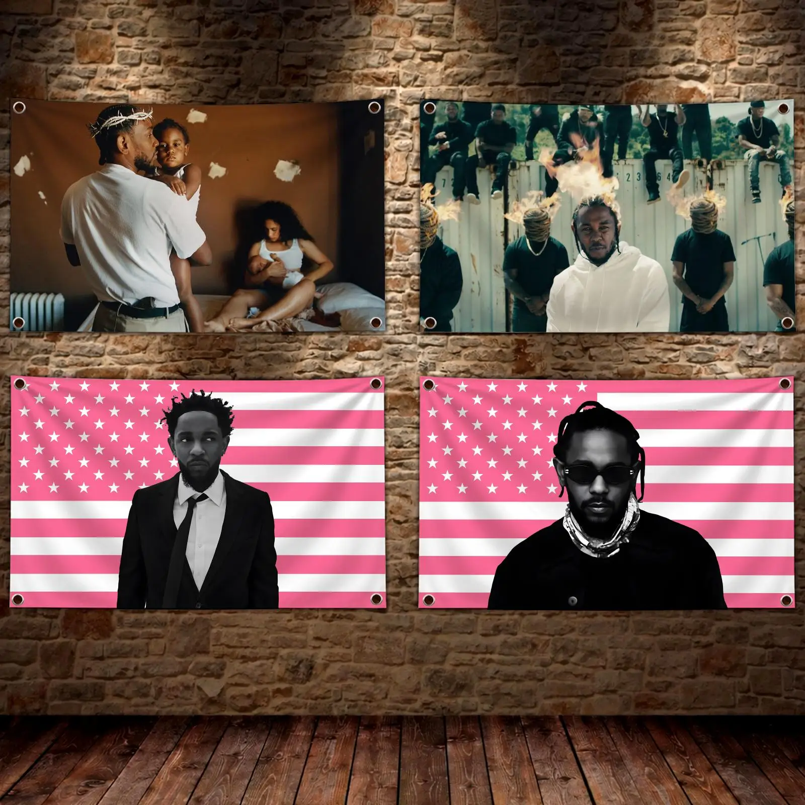 Rap Album K-Kendrick Lamar Flags Decorative Tapestry Wall Banner Hanging for Bedroom Dorm Room Living Room Home Decor Art Gift