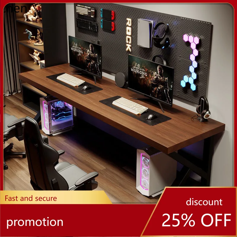 

HXL Solid Wood Large Board Double Computer Desktop Office Long Desk Workbench