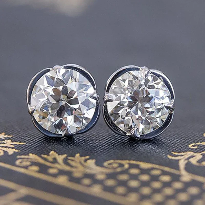 New Classic 4 Claws Cubic Zirconia Stud Earrings for Women Simple Versatile Female Daily Collocation Accessories Ear Jewelry