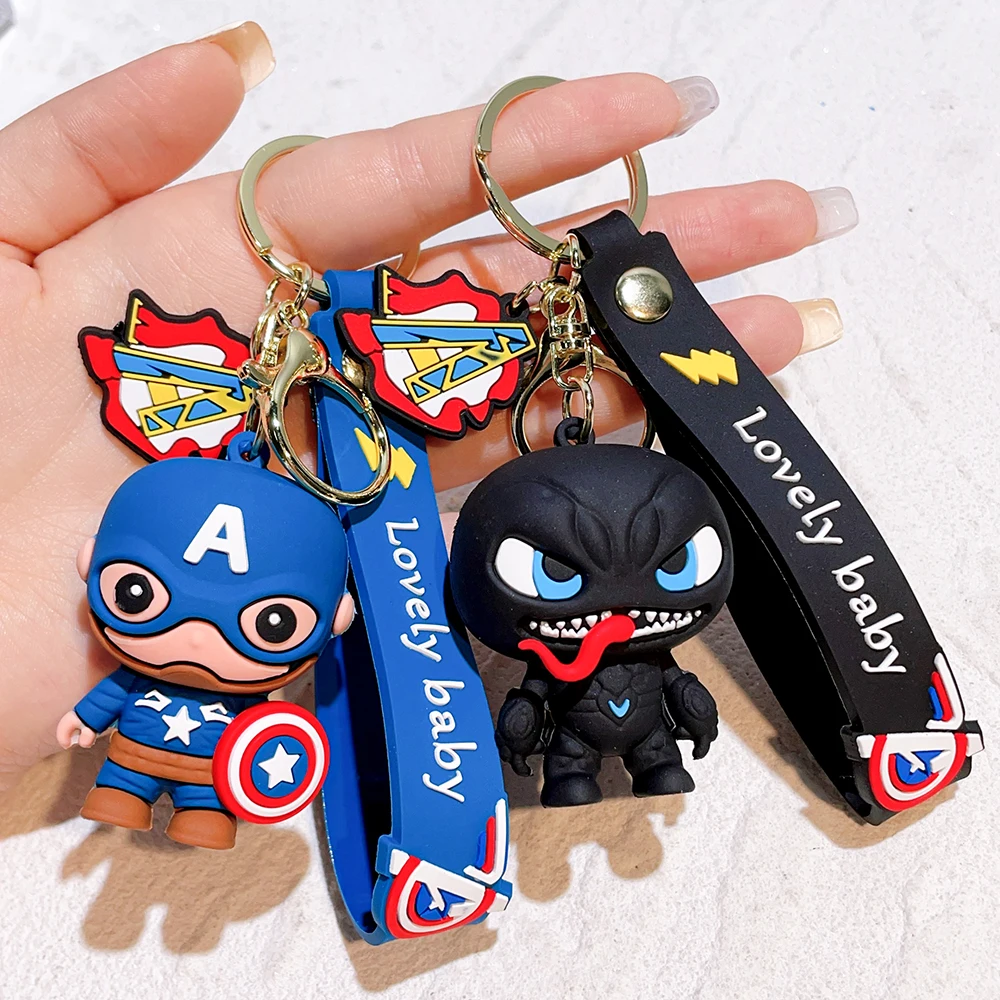 Disney Marvel The Avengers figura portachiavi creativo Spider Man Captain America Groot Car portachiavi borsa zaino accessori