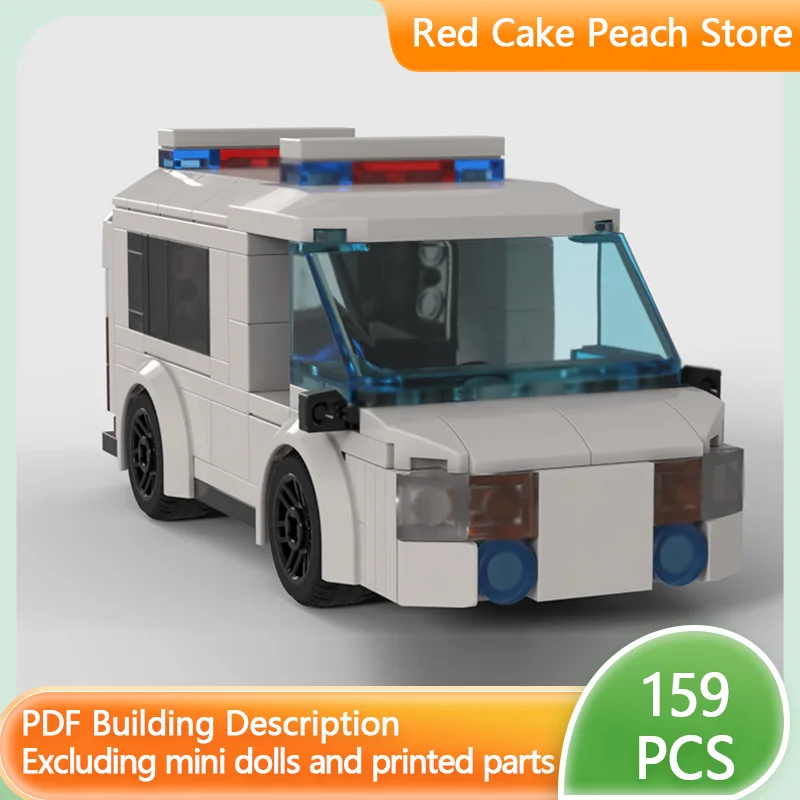 

City Car Model MOC Building Bricks White Police Transport Van Modular Technology Children Holiday Gifts Assemble Toys Suit