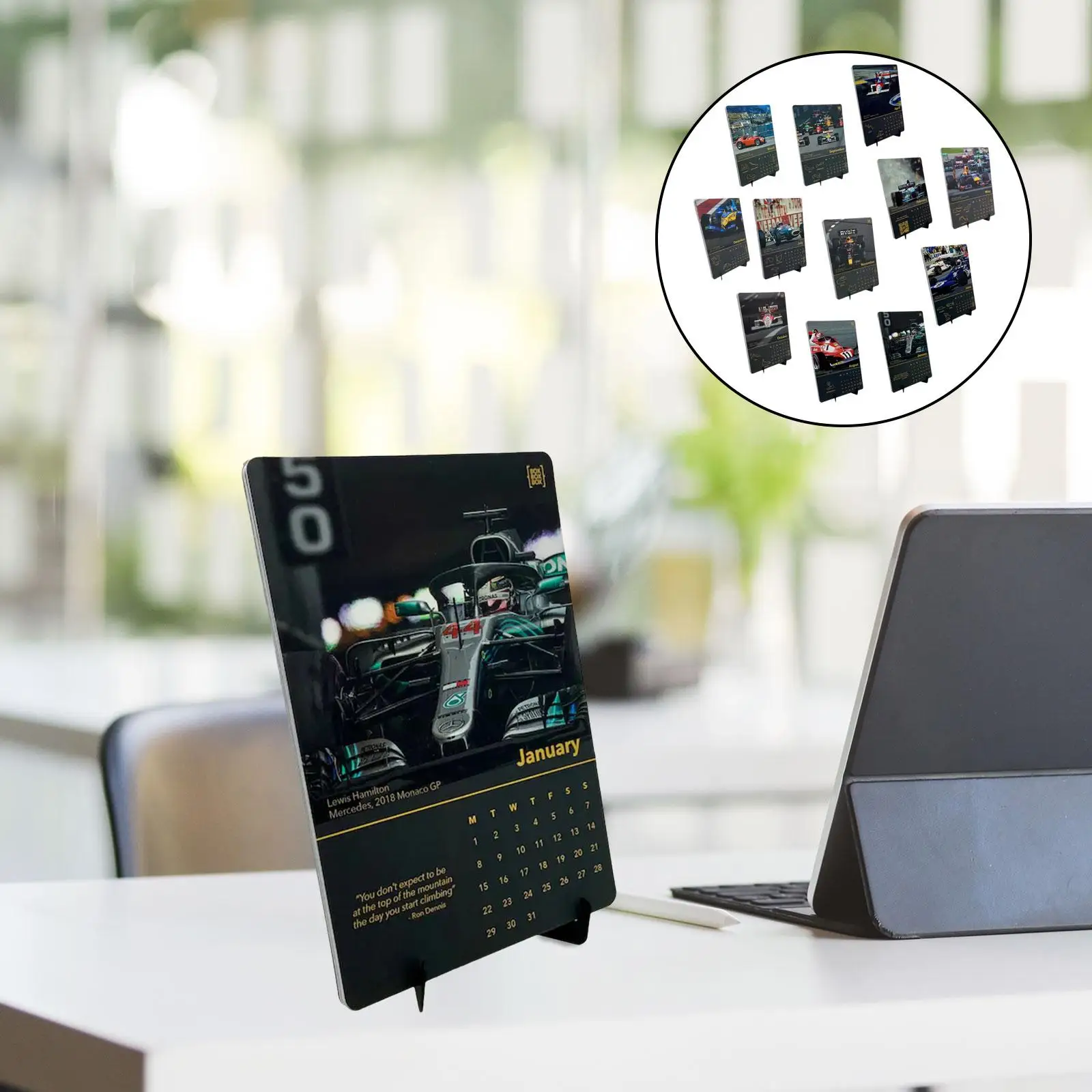 ปฏิทินตั้งโต๊ะปฏิทิน 2024 ของขวัญในร่มคอลเลกชันตารางกลาง F1 แข่งปฏิทินเครื่องประดับสำหรับห้องนั่งเล่นห้องนอน