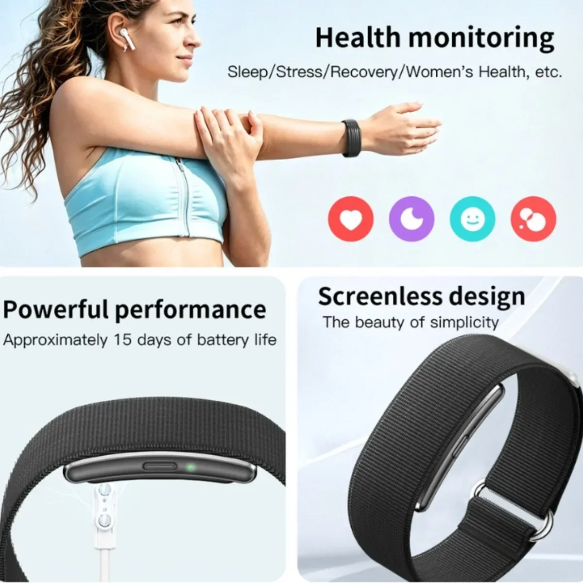 2026 New 8.3mm Ultra Thin Smart Bracelet Women 24-Hour Health Monitoring 3ATM Waterproof Sleep 100+ Sports Modes Smartwatch Men