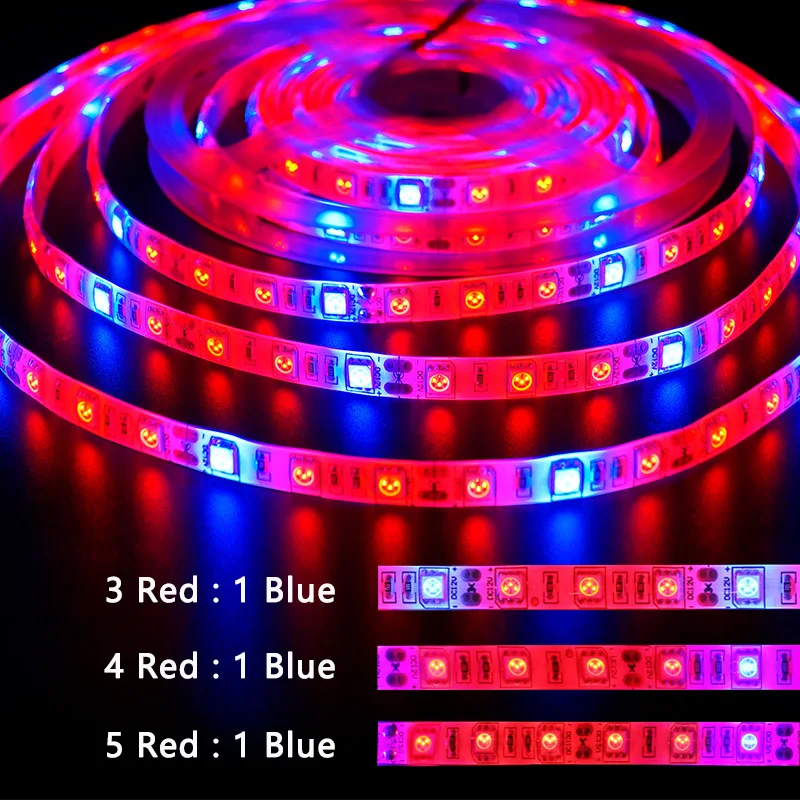 12V 5M LED Grow Lights For Greenhouse Hydroponic plant 300 LEDs 5050 Chip LED Phyto Lamps Full Spectrum LED Strip Light