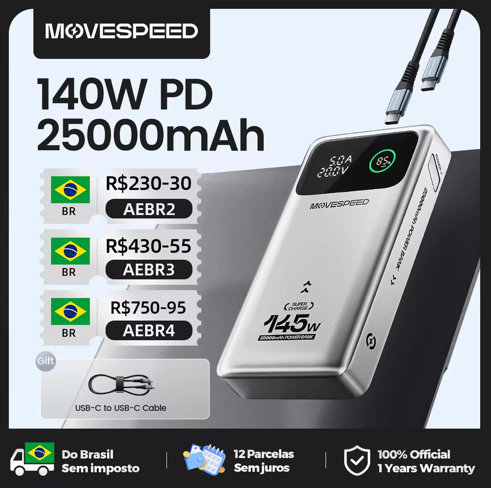 Carregador Portátil Movespeed M25Pro 140W 25000mAh
