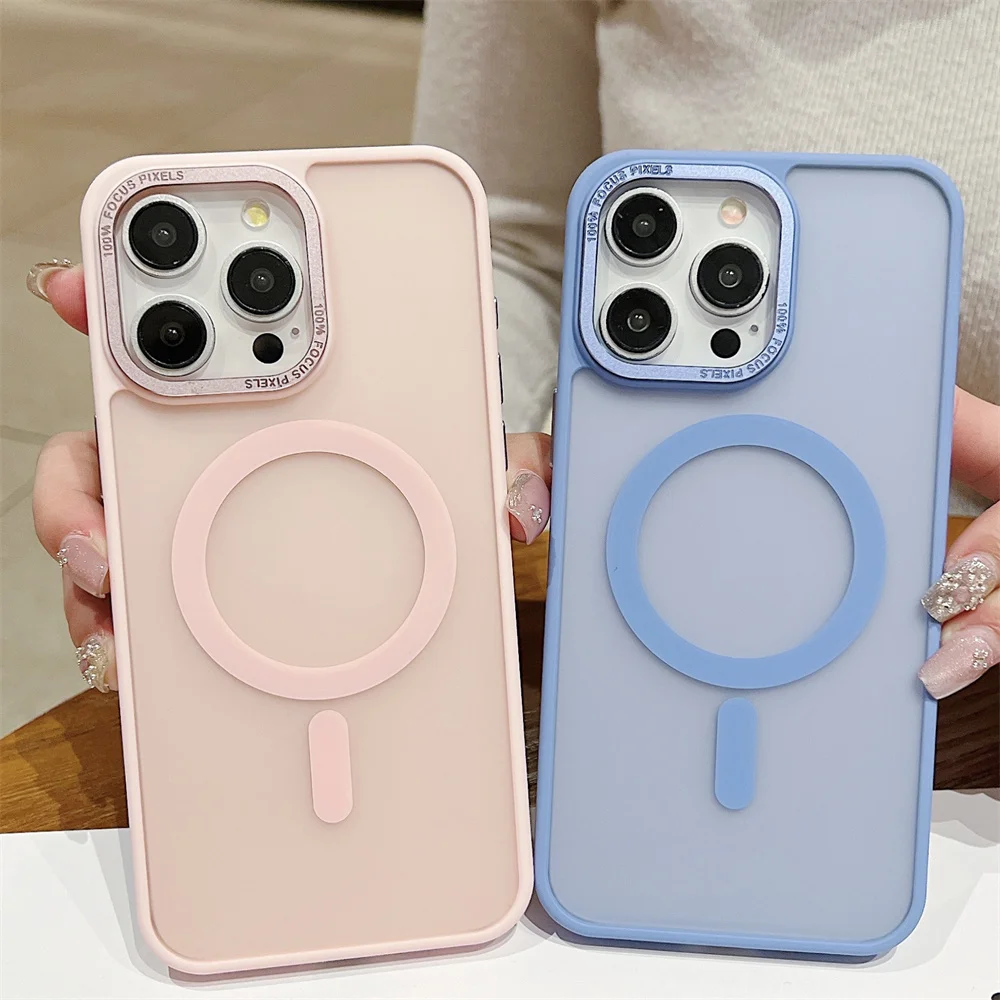 2025New Translucent Matte Shockproof Case For iPhone 16 15 13 14 12 11 Pro Max Case For Magsafe Magnetic Wireless Charge Cover