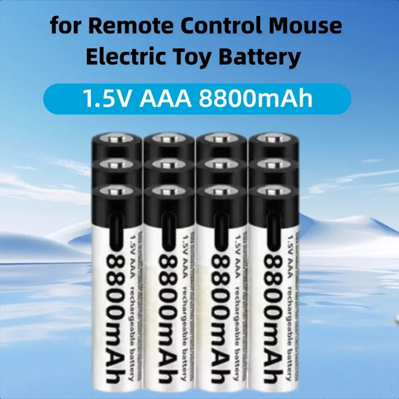 

New USB-C 1.5V AAA Fast charging Li-ion Battery 8800mAh for Remote Control Mouse Electric Toy Battery +Type-C Cable