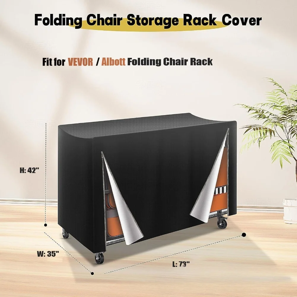 Large 186x89x107cm Folding Chair Rack Cover 420D Waterproof Oxford Cloth With Zipper Buckle For Multiple Chairs Outdoor Storage