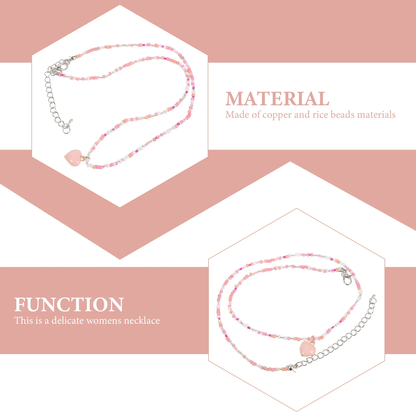 

Charming Womens Necklace Heart Pendant Beaded Design Safe Skin Material Birthday Wedding Christmas New Year Gift Option