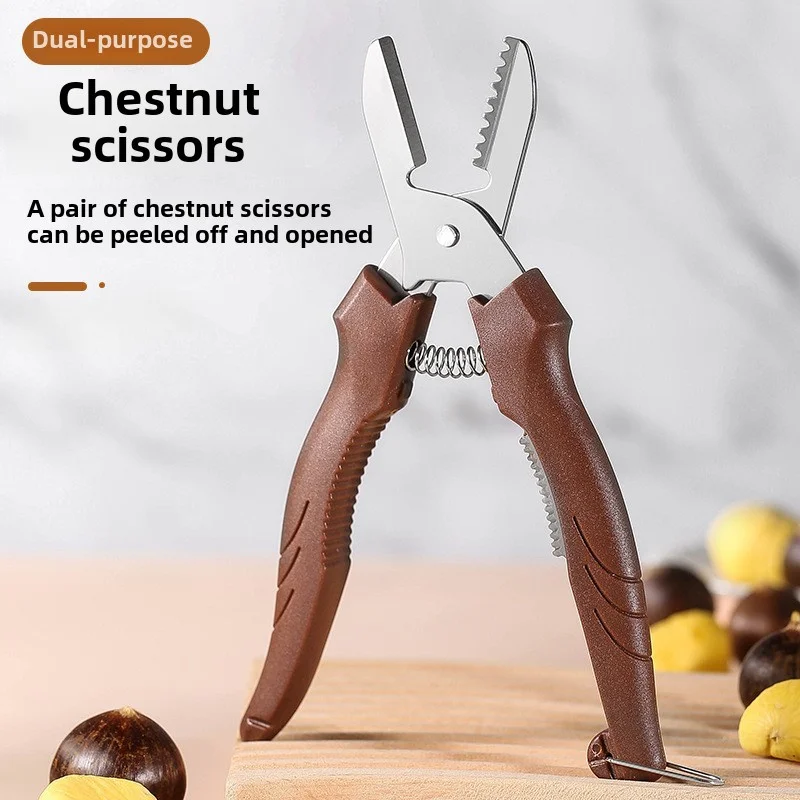 1pc  Multipurpose Chestnut Scissors Peeler Chestnut Shell Peeling and Leather Clip Cross Cutting Knife Chestnut Peeler