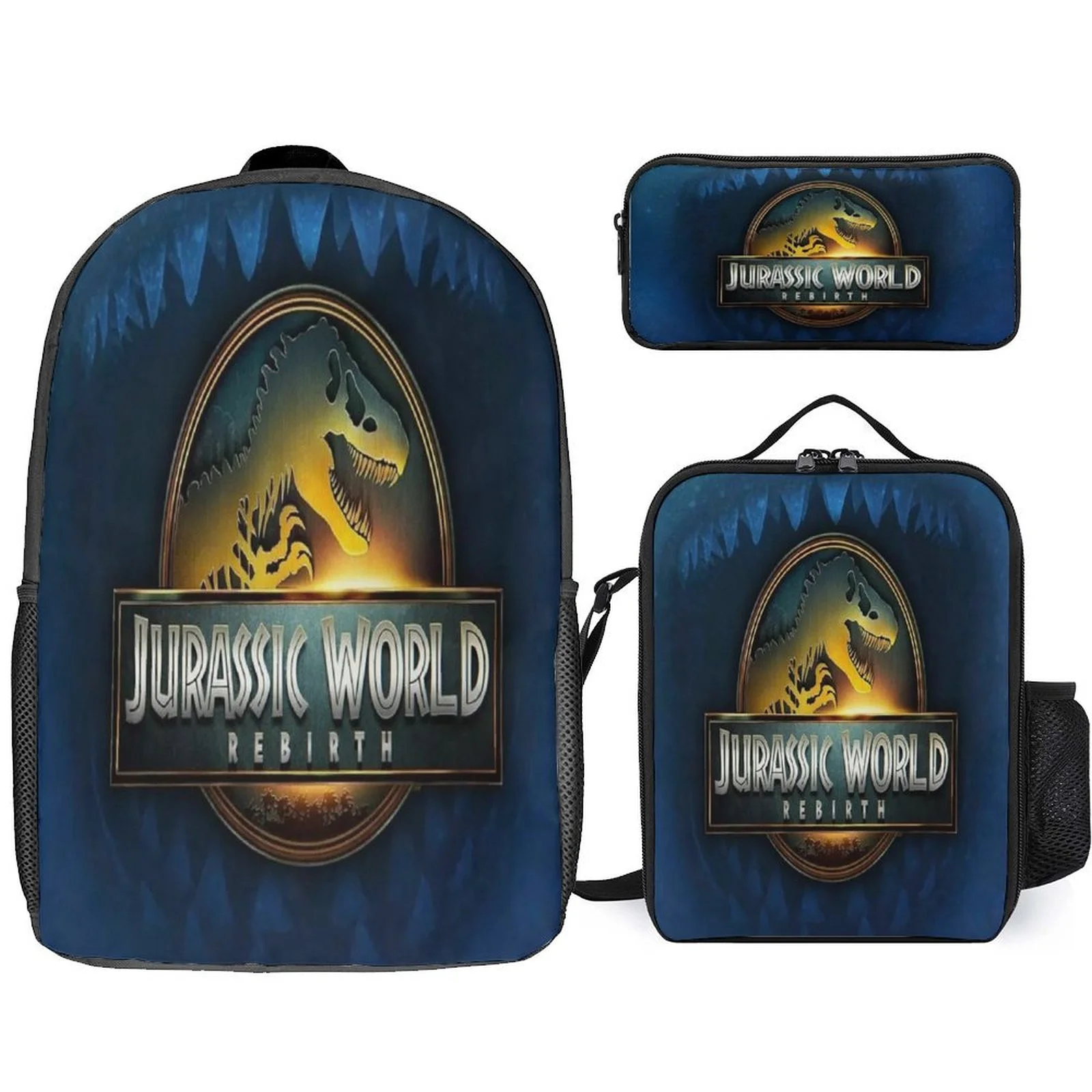 

HOT Boys Girls Jurassic World Lightweight Backpack and Waterproof Lunch Bag Pencil Box 3Pcs Set Daypack for School