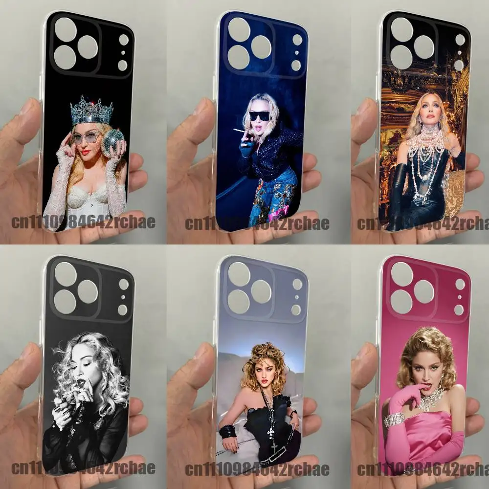Funda Transparente Suave para Teléfono iPhone 13, 16, 11, 14, 15, 17, 12, Air, Mini, Pro, Max, Plus, E, Diseño Singer M-Madonna Like a Virgin