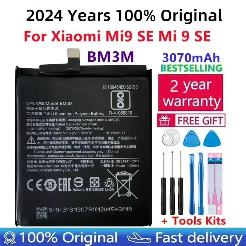 

Оригинальный сменный аккумулятор 2024 года для Xiaomi Mi 9 SE Mi9 SE BM3M, 3070 мАч, оригинальные аккумуляторы для телефонов, быстрая доставка