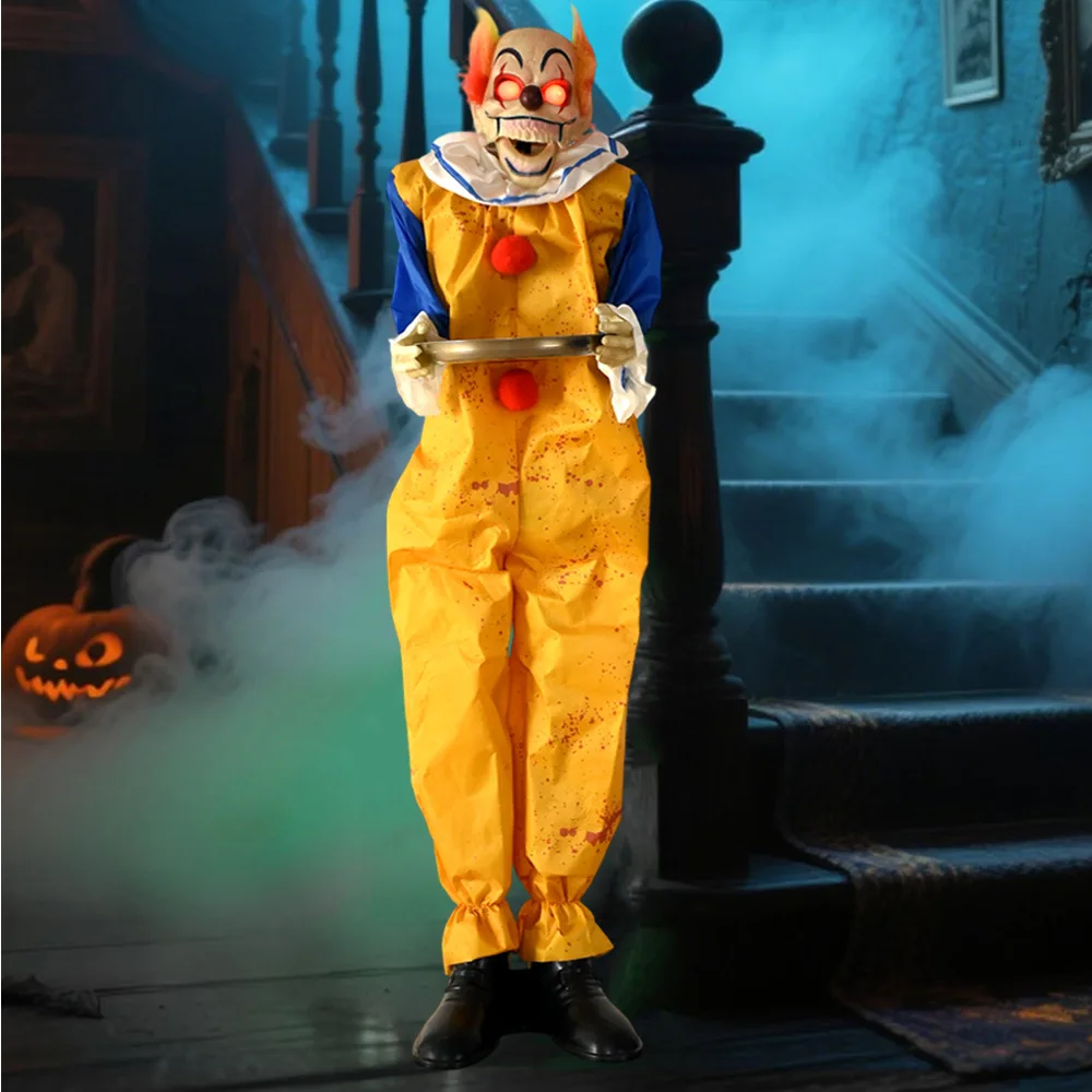 Para decoración de payaso de Halloween, placa final eléctrica, sonido luminoso, adorno de fiesta de habitación embrujada de payaso de pie