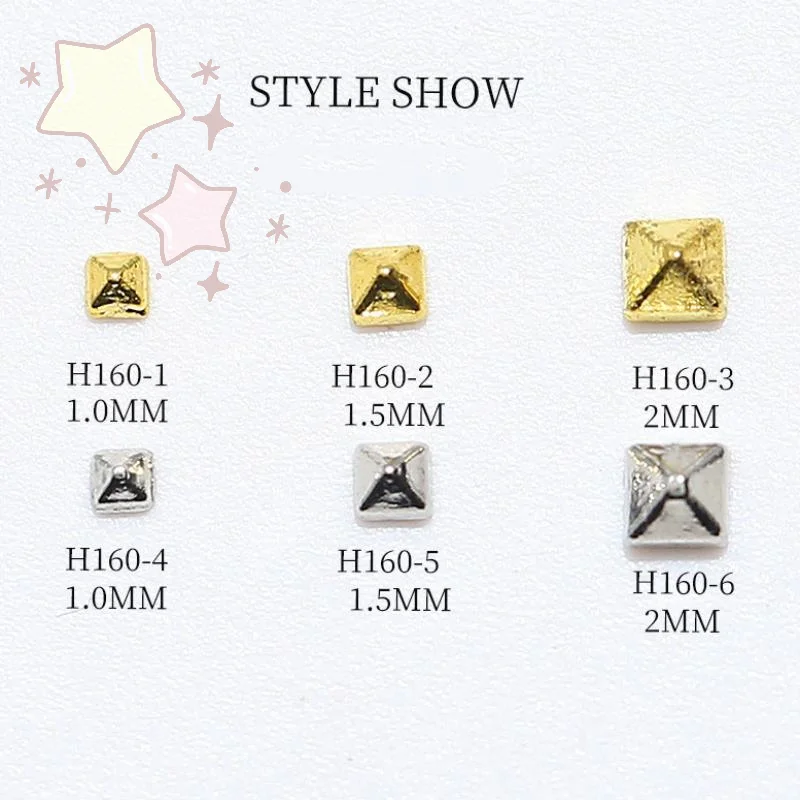 مسمار معدني المسامير الذهب والفضة سحر مربع الشرير المسامير ترصيع تلميح الديكور DIY بها بنفسك الحرف مانيكير الفن مسمار الفن Accesso